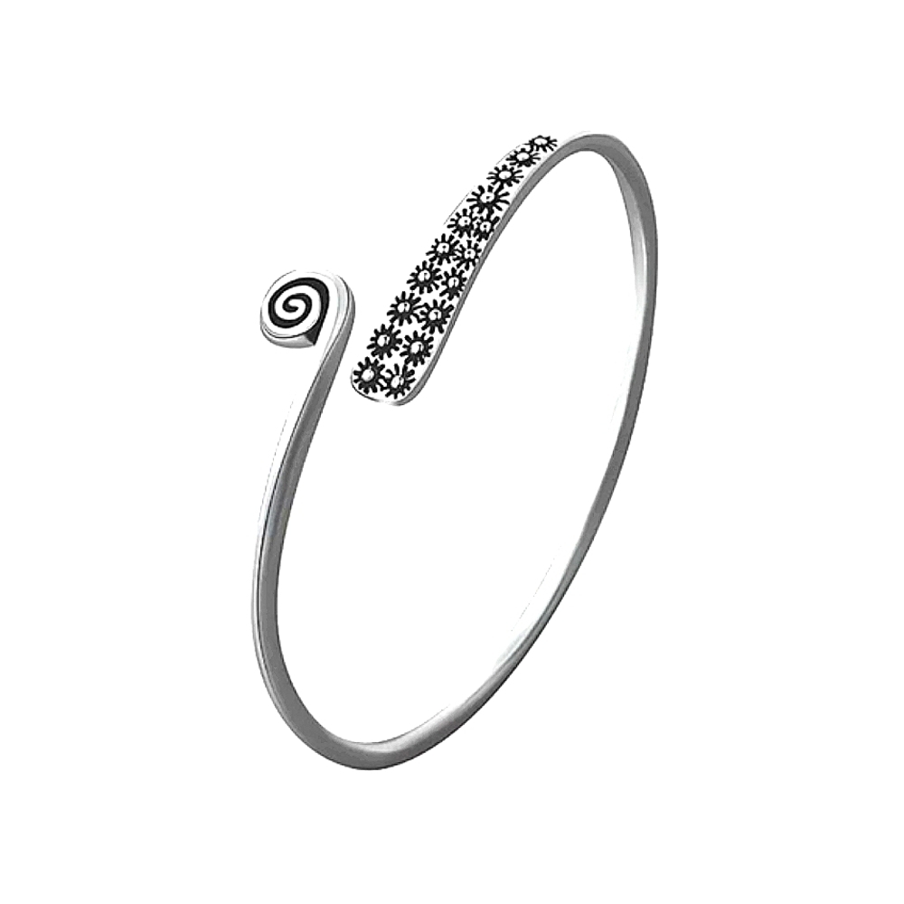 NEW Unisex‎ Engraved Geometric 925 Sterling Silver Cuff Bracelet, Adjustable